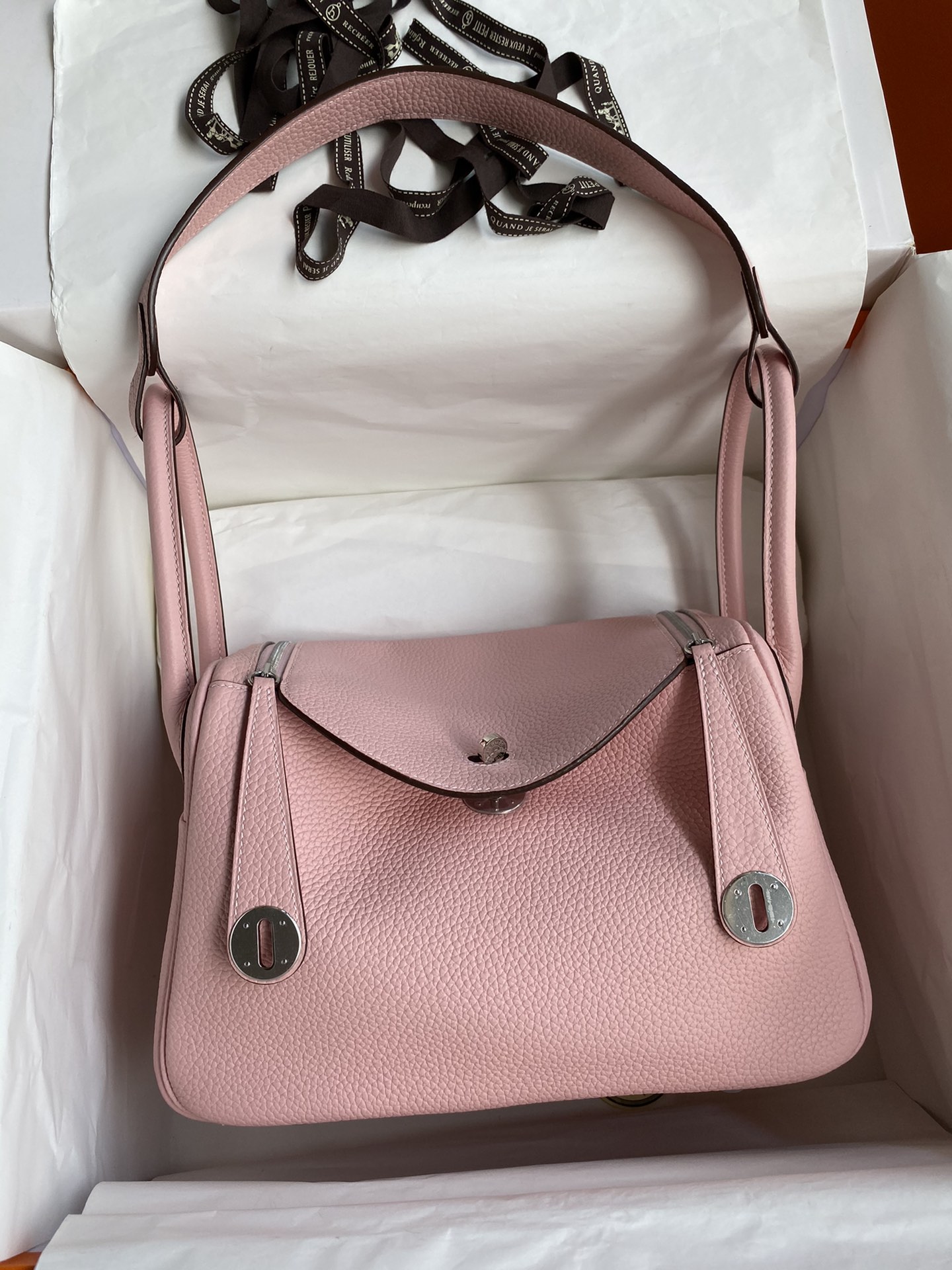 Hermes Lindy 30cm Handbag Shoulder Bag In Pink Clemence Leather